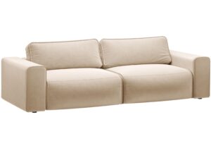 Micadoni Béžová sametová rozkládací pohovka Victor 246 cm