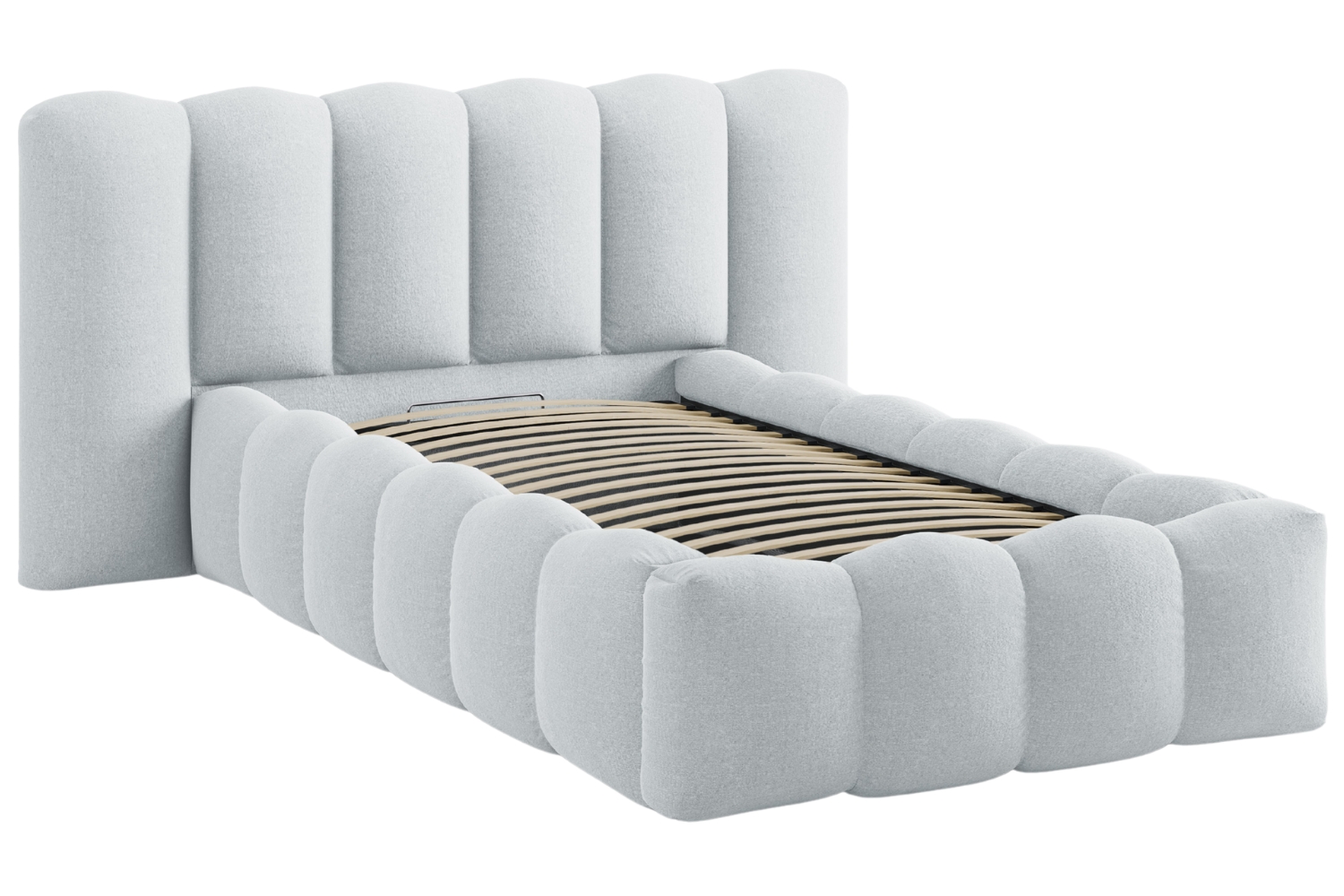 Micadoni Světle šedá postel Lupine 90 x 200 cm s úložným prostorem