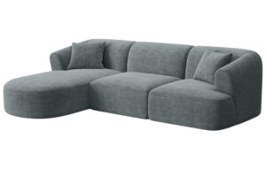 Cosmopolitan Design Šedá manšestrová rohová pohovka Campi 256 cm