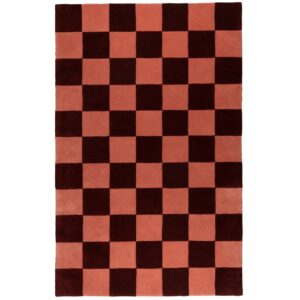 FEST Amsterdam Červeno-růžový vlněný koberec Checks 161 x 253 cm