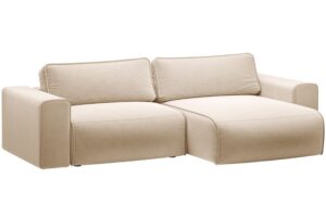 Micadoni Béžová sametová rozkládací pohovka Victor 246 cm