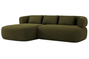 Windsor & Co Zelená sametová rohová pohovka Aldrin 225 cm