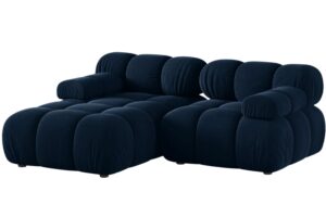 Micadoni Královsky modrá sametová rohová pohovka Bellis 188 cm