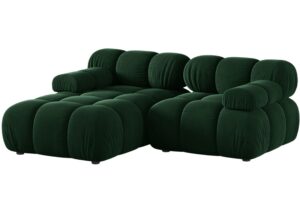 Micadoni Lahvově zelená sametová rohová pohovka Bellis 188 cm