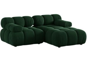 Micadoni Lahvově zelená sametová rohová pohovka Bellis 188 cm