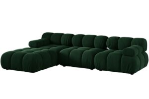 Micadoni Lahvově zelená sametová rohová pohovka Bellis 282 cm