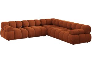 Micadoni Terakotově oranžová sametová rohová pohovka Bellis 282 cm