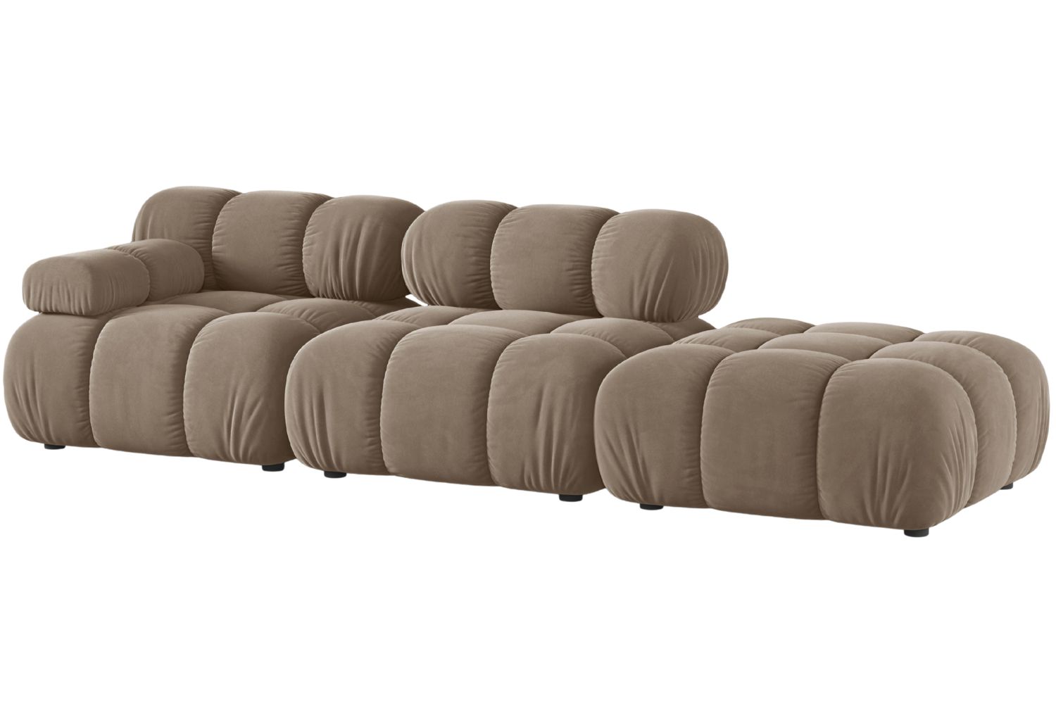 Micadoni Tmavě béžová sametová čtyřmístná pohovka Bellis 282 cm
