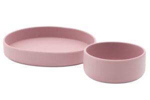 Kave Home Růžový set silikonového talíře a misky Lili