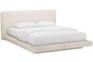 Micadoni Béžová bouclé dvoulůžková postel Linea 180 x 200 cm