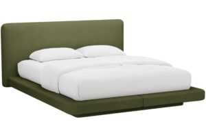 Micadoni Zelená bouclé dvoulůžková postel Linea 180 x 200 cm