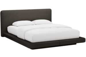 Micadoni Hnědá bouclé dvoulůžková postel Linea 180 x 200 cm