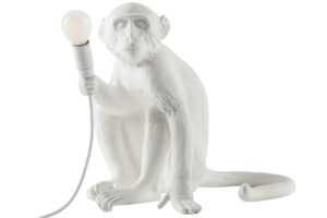 Seletti Bílá stolní lampa Monkey