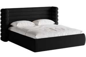 Micadoni Černá bouclé dvoulůžková postel Mount 180 x 200 cm