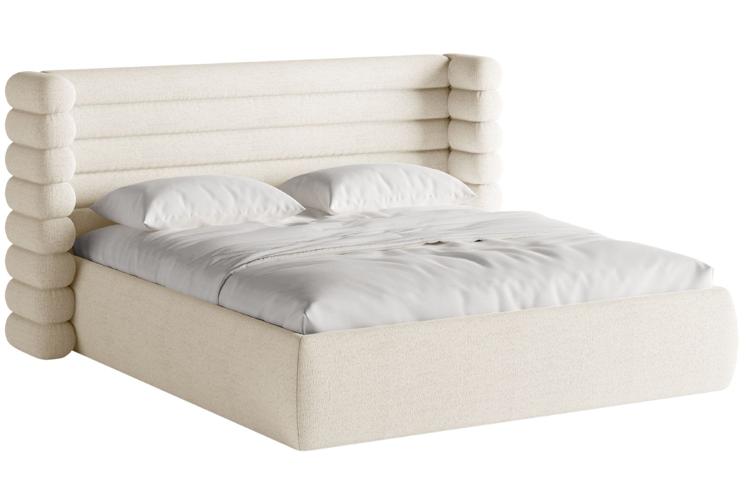 Micadoni Bílá bouclé dvoulůžková postel Mount 180 x 200 cm