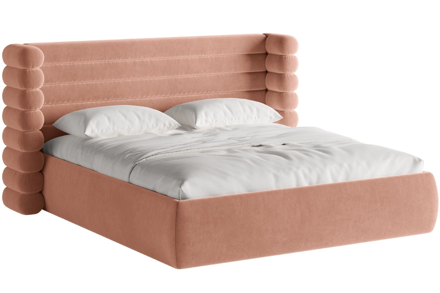 Micadoni Růžová sametová dvoulůžková postel Mount 160 x 200 cm