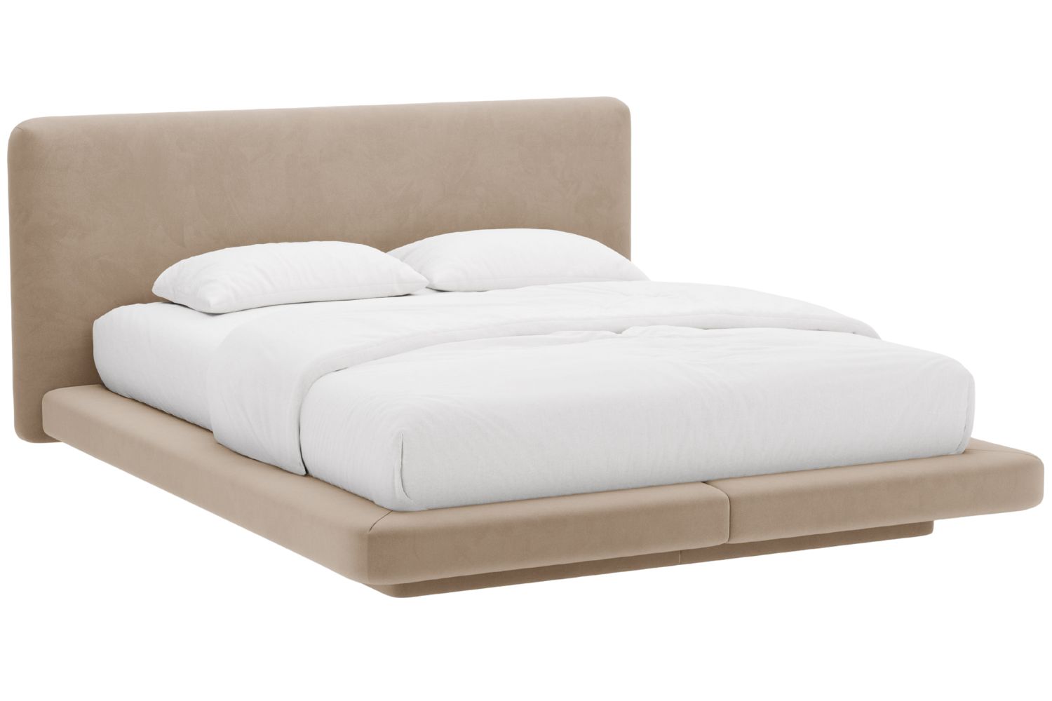 Micadoni Tmavě béžová sametová dvoulůžková postel Linea 160 x 200 cm