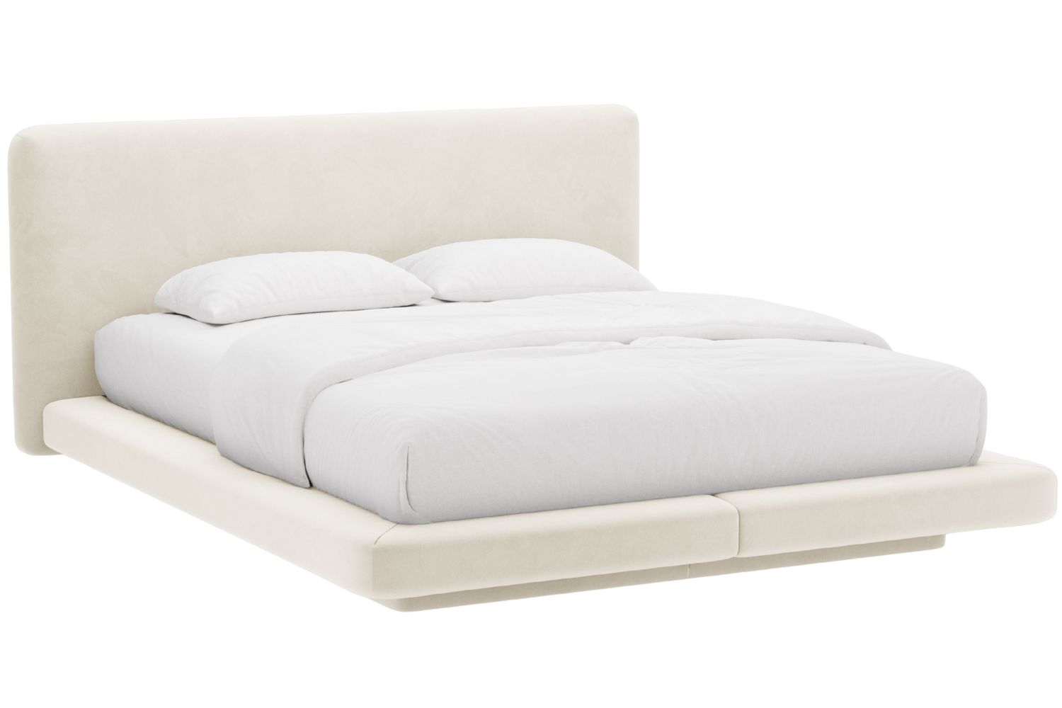 Micadoni Béžová sametová dvoulůžková postel Linea 180 x 200 cm