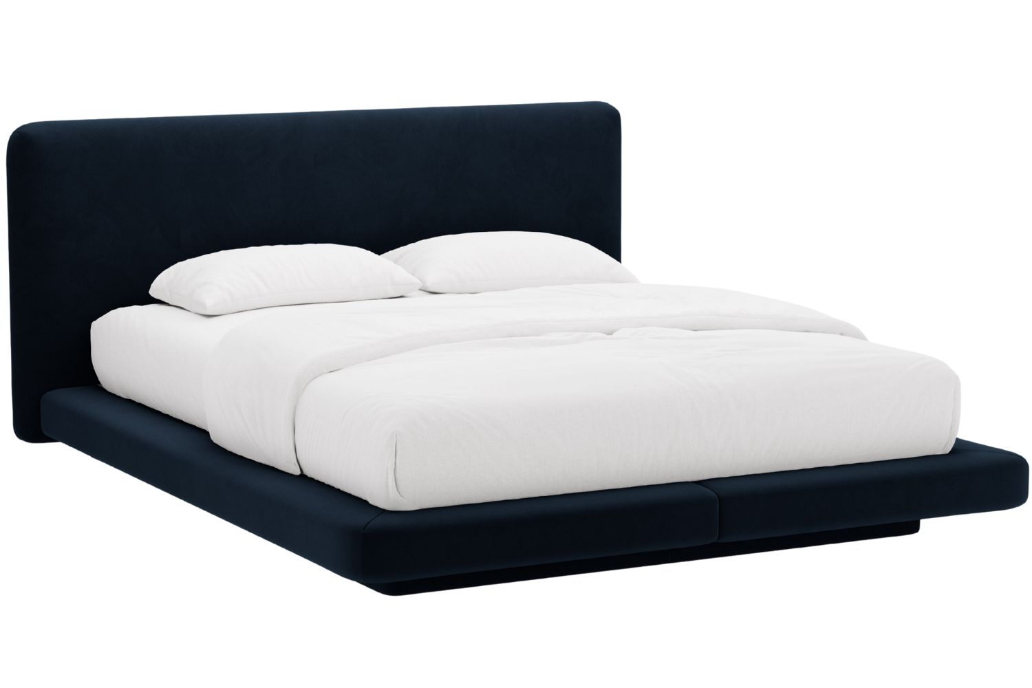 Micadoni Královsky modrá sametová dvoulůžková postel Linea 180 x 200 cm