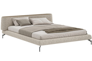 Woodsoft Béžová čalouněná dvoulůžková postel Vertigo 160 x 200 cm