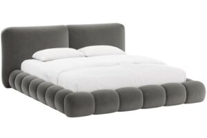 Micadoni Tmavě šedá sametová dvoulůžková postel Solange 160 x 200 cm