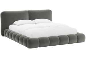 Micadoni Tmavě šedá sametová dvoulůžková postel Solange 180 x 200 cm