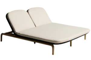 Kave Home Dřevěné zahradní dvojlehátko Alipa s tmavě šedým výpletem