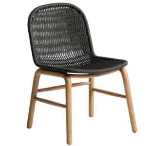 Kave Home Dřevěná zahradní židle Alipa s tmavě šedým výpletem