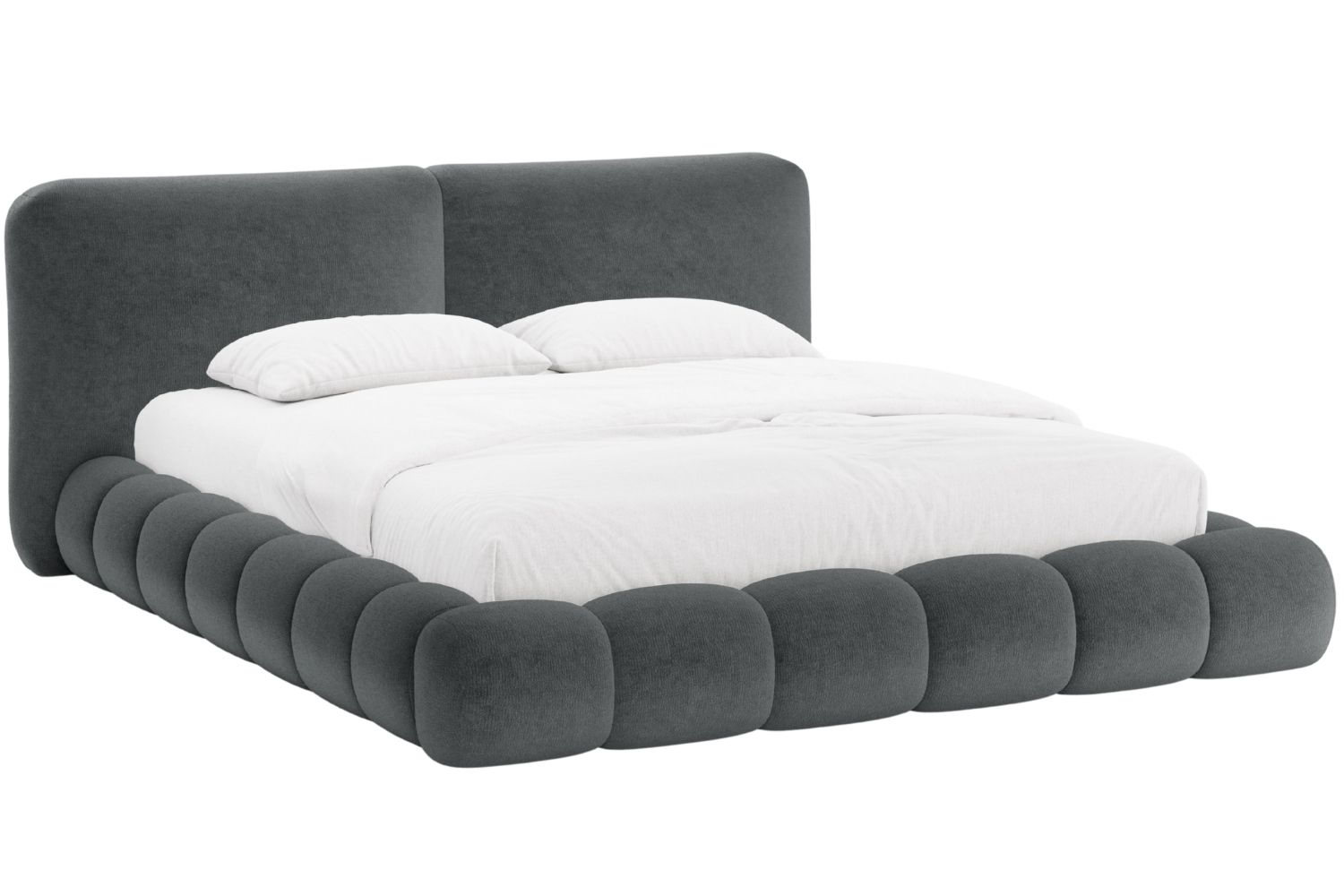 Micadoni Tmavě šedá žinylková dvoulůžková postel Solange 160 x 200 cm