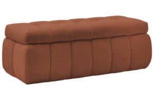 Bobochic Paris Terakotově oranžová bouclé lavice Mont-Blanc 144 cm s úložným prostorem