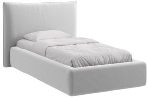 Micadoni Světle šedá sametová jednolůžková postel Kaelle 90 x 200 cm s úložným prostorem