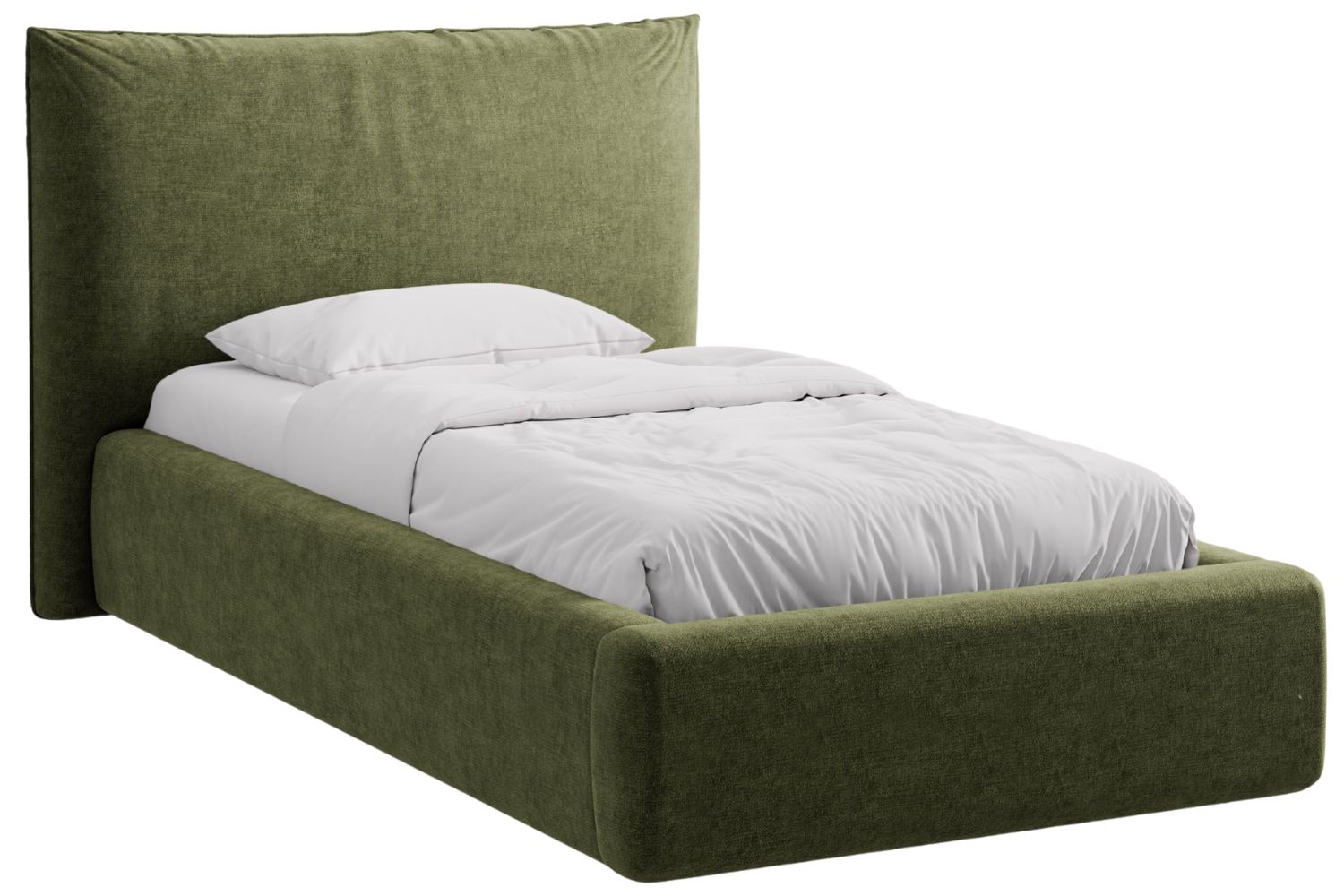 Micadoni Zelená žinylková jednolůžková postel Kaelle 90 x 200 cm s úložným prostorem
