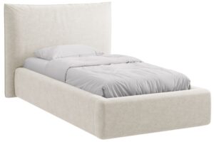 Micadoni Světle béžová žinylková jednolůžková postel Kaelle 90 x 200 cm s úložným prostorem