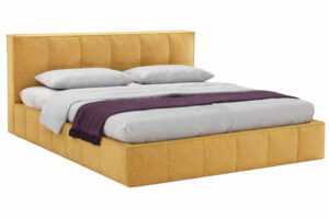Woodsoft Žlutá čalouněná dvoulůžková postel Bergamo 200 x 200 cm
