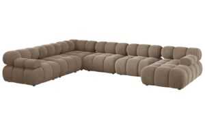 Micadoni Tmavě béžová sametová rohová pohovka Bellis 376 cm