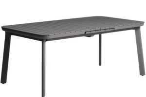 Kave Home Šedý kovový zahradní rozkládací stůl Izola 185/235 x 100 cm