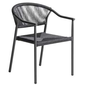 Kave Home Šedá hliníková zahradní židle Livadia s výpletem