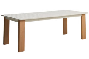 Kave Home Béžový rozkládací zahradní stůl Livorno 233/350 x 100 cm s přírodní podnoží