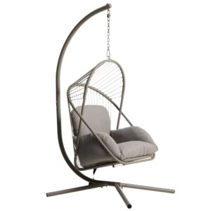 Kave Home Béžovo-šedé zahradní závěsné křeslo Livadi s výpletem