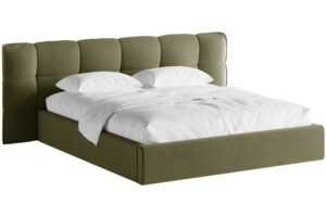 Micadoni Zelená sametová dvoulůžková postel Eric 180 x 200 cm s úložným prostorem