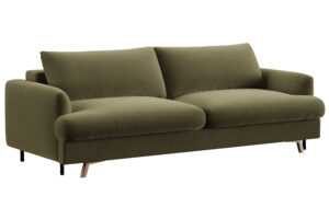 Micadoni Zelená sametová rozkládací pohovka Naomi 233 cm