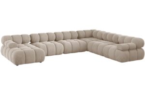 Micadoni Béžová sametová rohová pohovka Bellis 376 cm