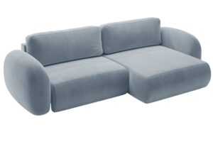 Maison Heritage Modrošedá sametová rozkládací pohovka Kora 262 cm