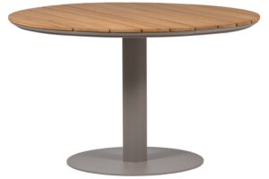 WOOOD Dřevěný zahradní stůl Vela ø 122 cm s béžovou kovovou podnoží
