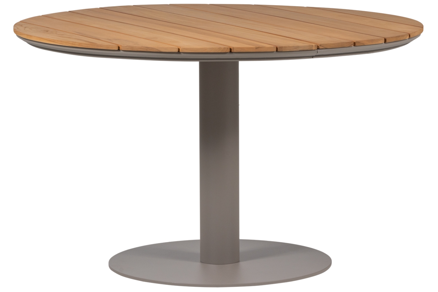 WOOOD Dřevěný zahradní stůl Vela ø 122 cm s béžovou kovovou podnoží