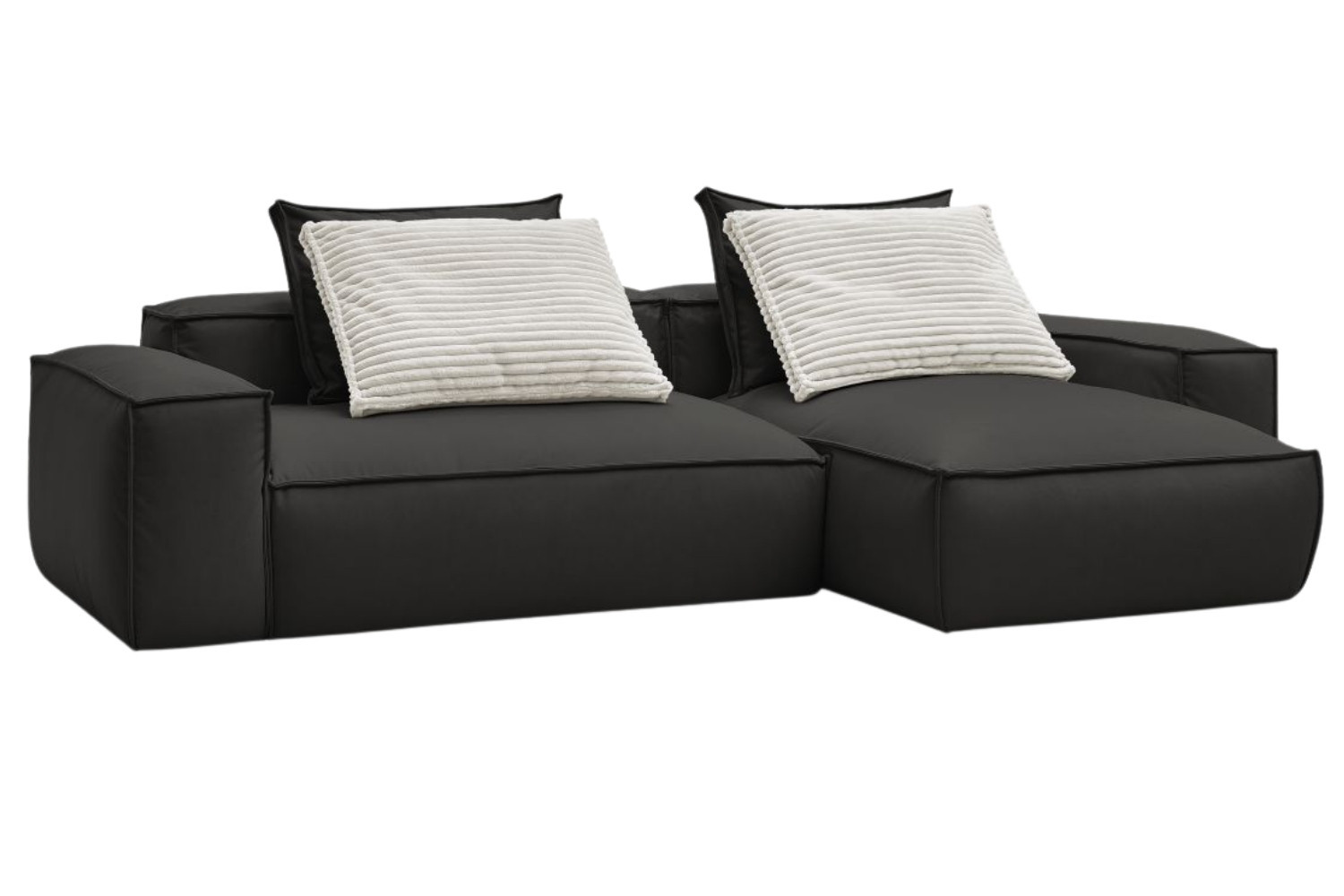 Bobochic Paris Černá koženková rohová pohovka Boheme 302 cm